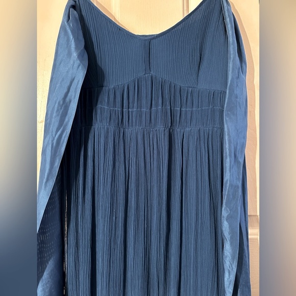 MOULINETTE SOEURS Anthropologie 8 Royal Blue Silk After Party Dress Empire Waist - Picture 2 of 10